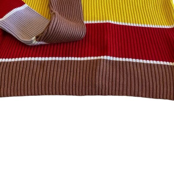 EUC Retro Striped Cotton Mock Turtleneck Sweater with Extra Long Sleeves - Picture 4 of 6